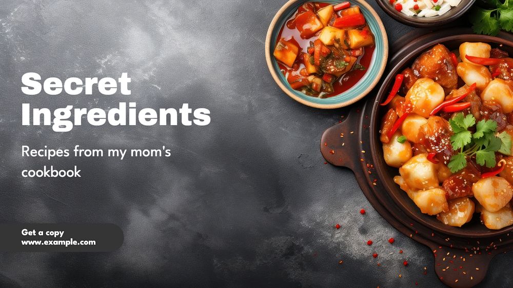 Secret ingredients cookbook blog banner template, editable text