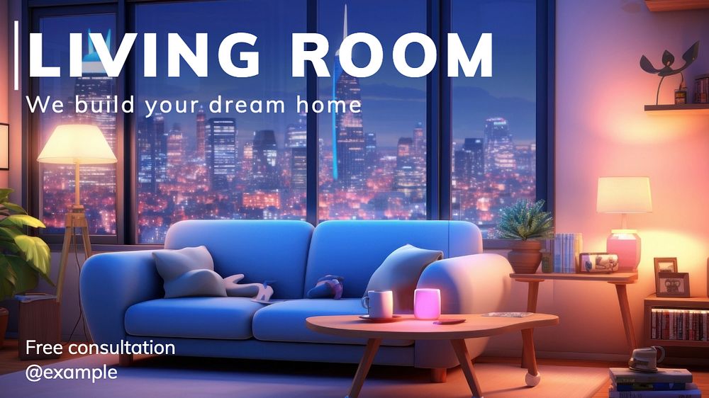 Living room blog banner template, editable text