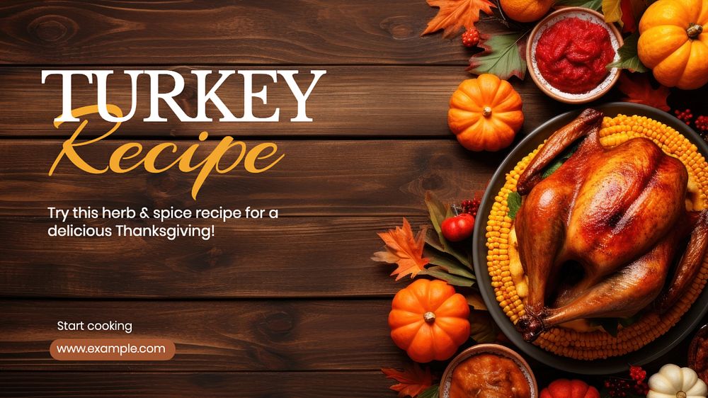 Turkey recipe blog banner template, editable text