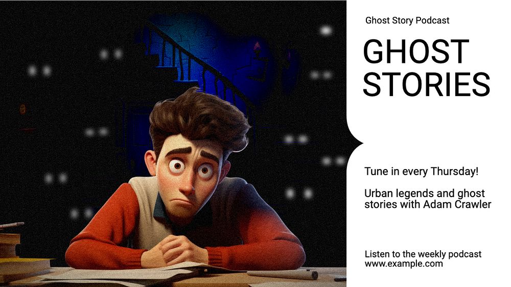 Ghost stories blog banner template, editable text