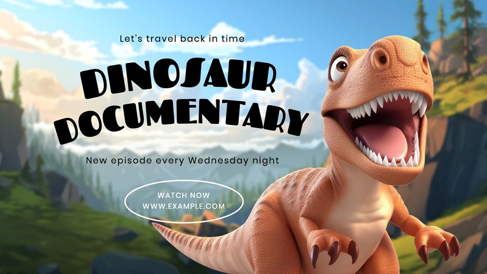 Dinosaur documentary blog banner template, editable text