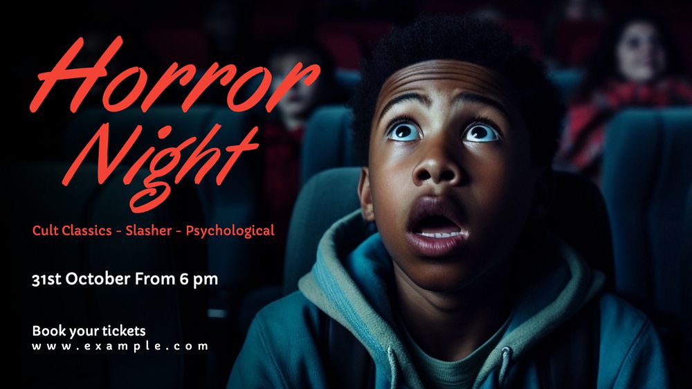 Horror night blog banner template, editable text