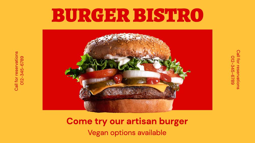 Burger bistro Facebook cover template, editable design