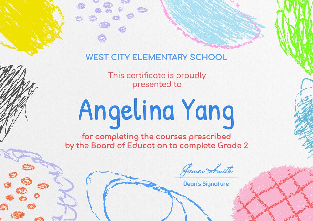 Certificate of completion template, editable design