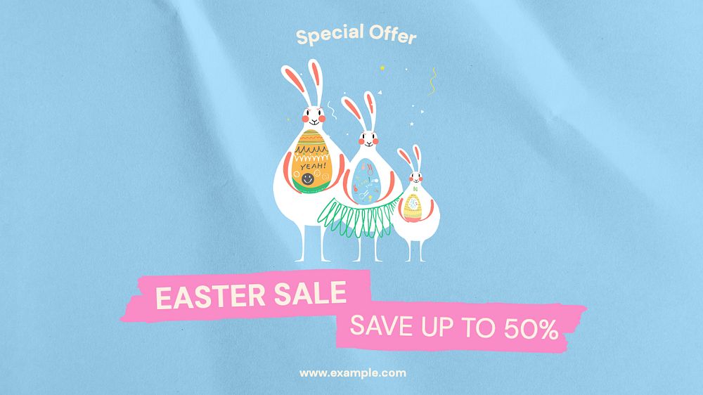 Easter sale Facebook cover template, editable design