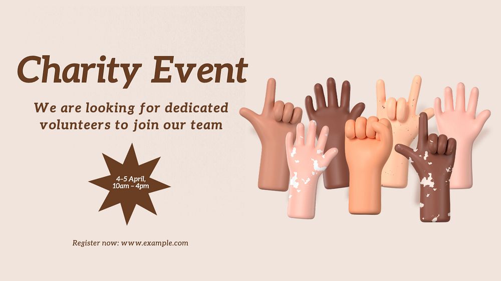 Charity event Facebook cover template, editable design