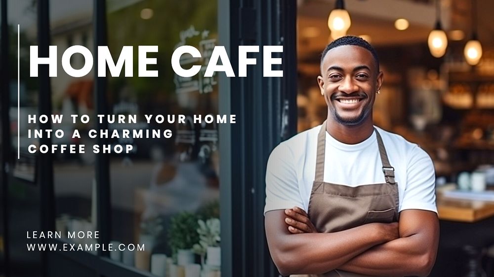 Home cafe blog banner template, editable text