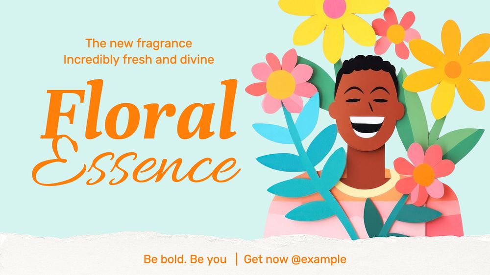 Floral essence blog banner template, editable text