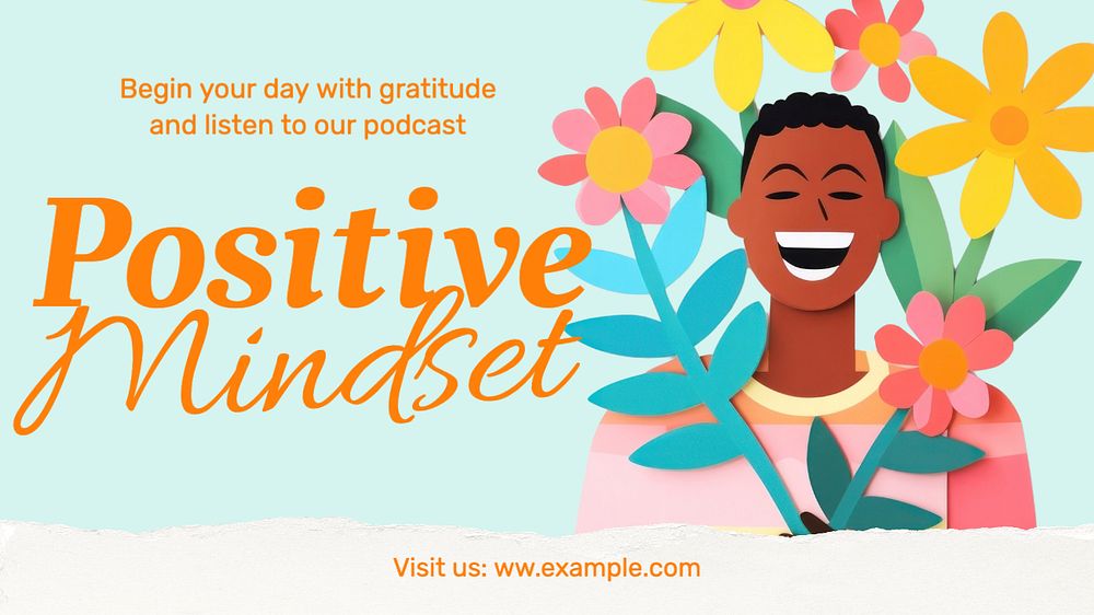 Positive thinking blog banner template, editable text