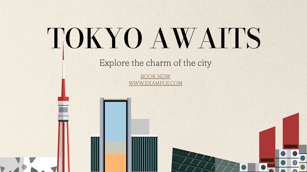 Tokyo awaits Facebook cover template, editable design