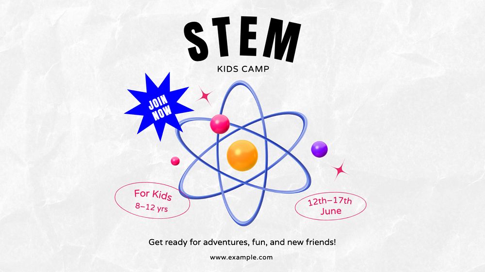 STEM kids camp Facebook cover template, editable design