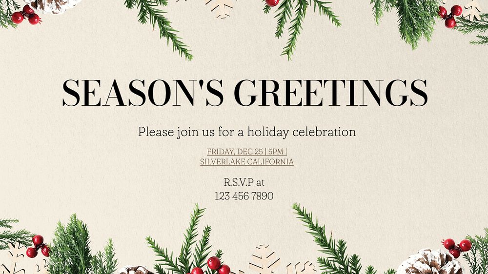 Season's greetings Facebook cover template, editable design