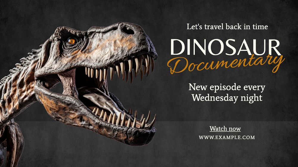 Dinosaur documentary blog banner template, editable text