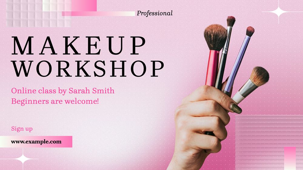 Makeup workshop Facebook cover template, editable design