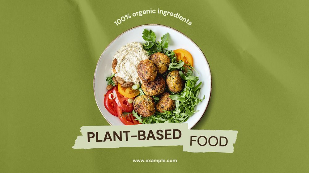 Plant-based food Facebook cover template, editable design