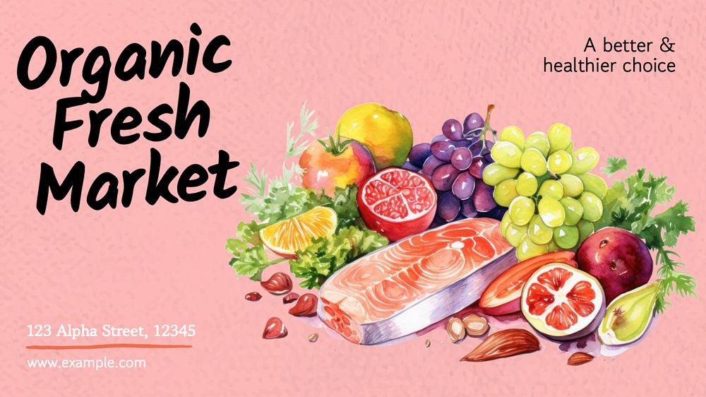 Organic Fresh Market blog banner template, editable text