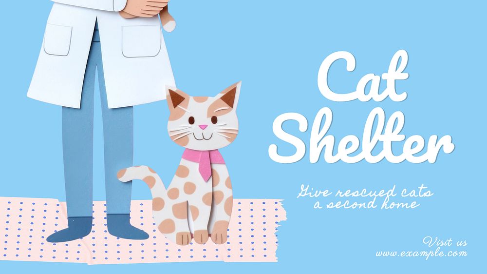 Cat shelter blog banner template, editable text