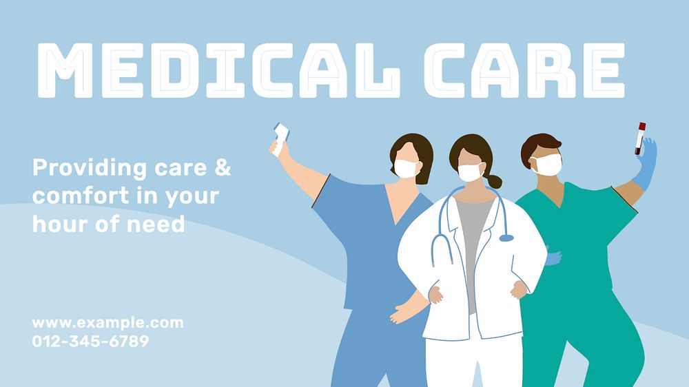 Medical care Facebook cover template, editable design