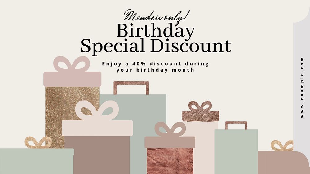 Members' birthday discount Facebook cover template, editable design