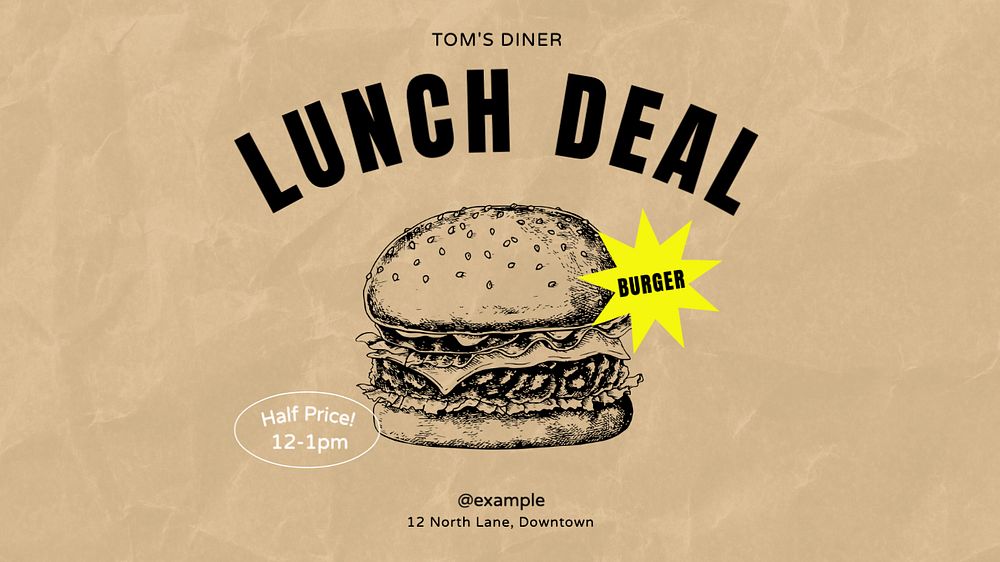 Lunch deal Facebook cover template, editable design