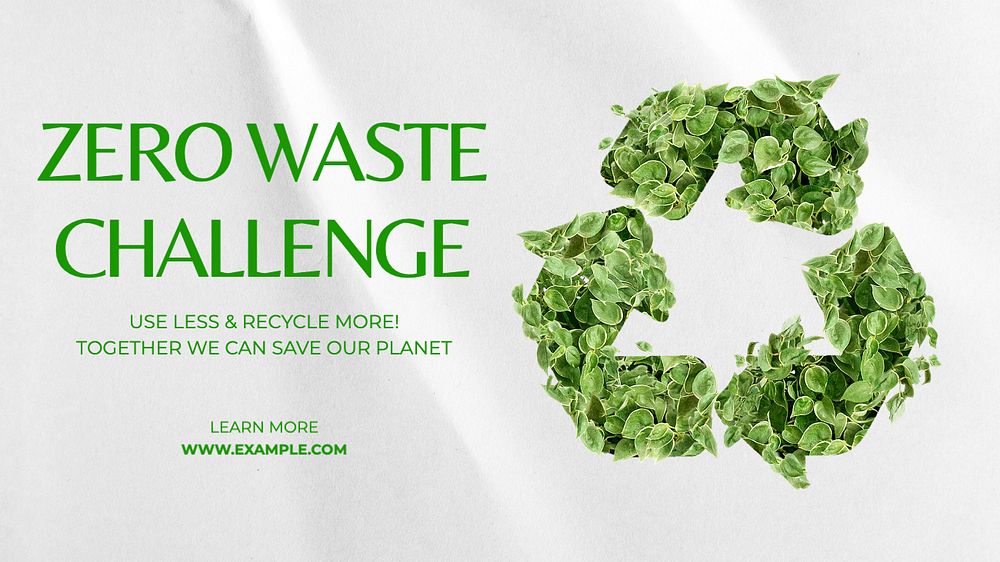 Zero waste challenge Facebook cover template, editable design