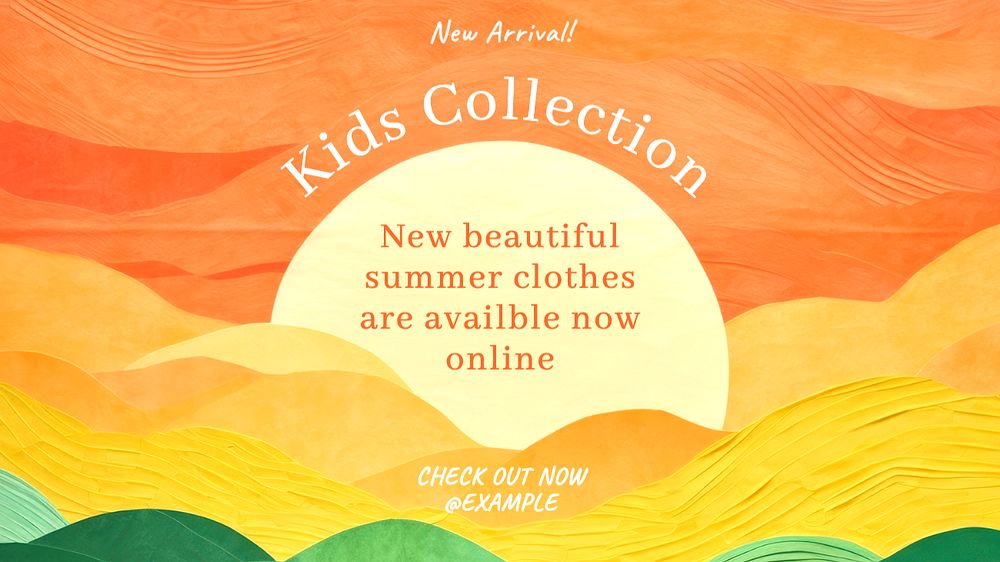 Kids collection  blog banner template, editable text