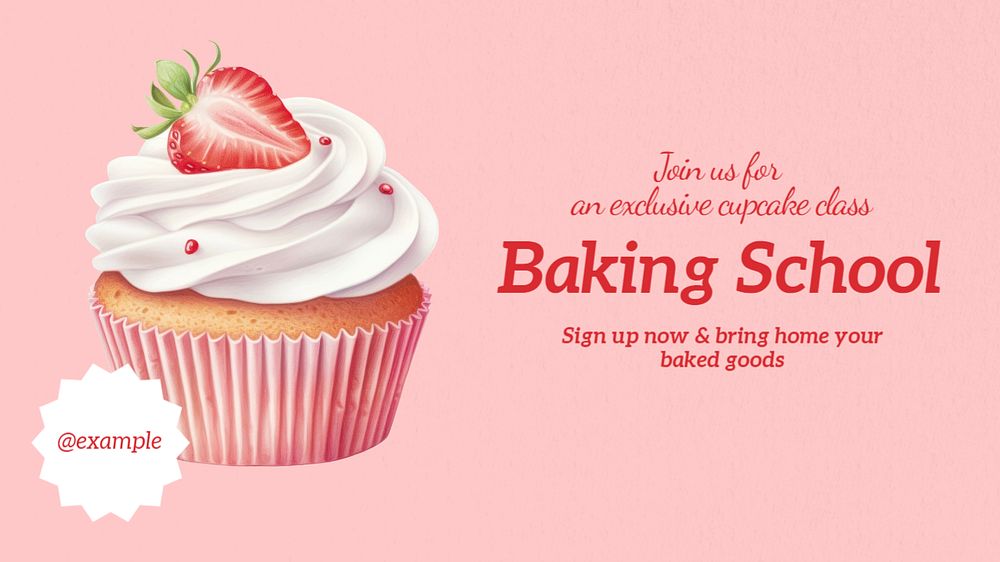 Baking school Facebook cover template, editable design