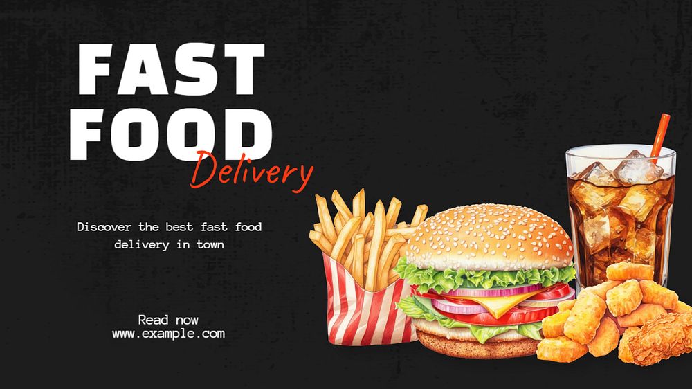 Fast food delivery Facebook cover template, editable design