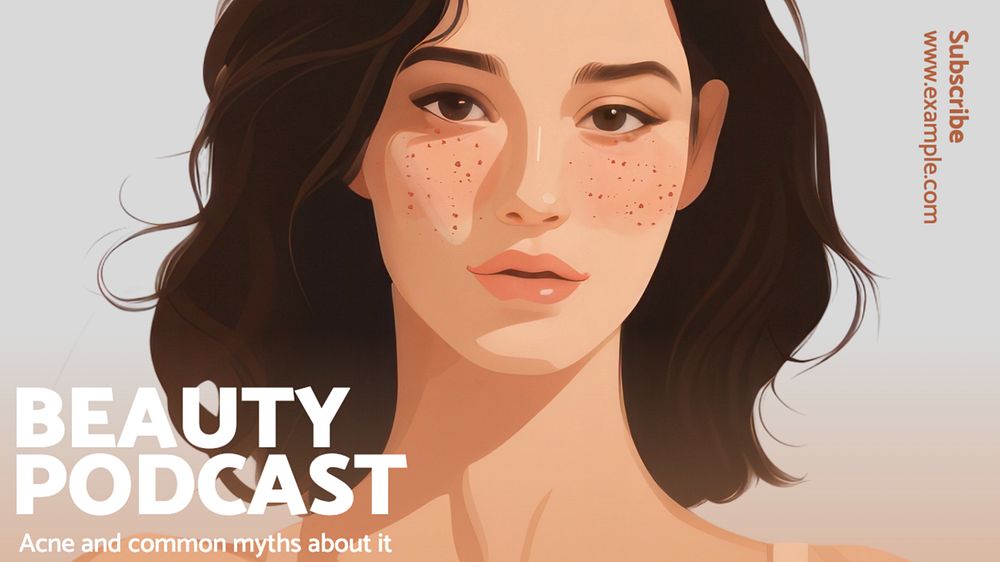 Beauty podcast  blog banner template, editable text