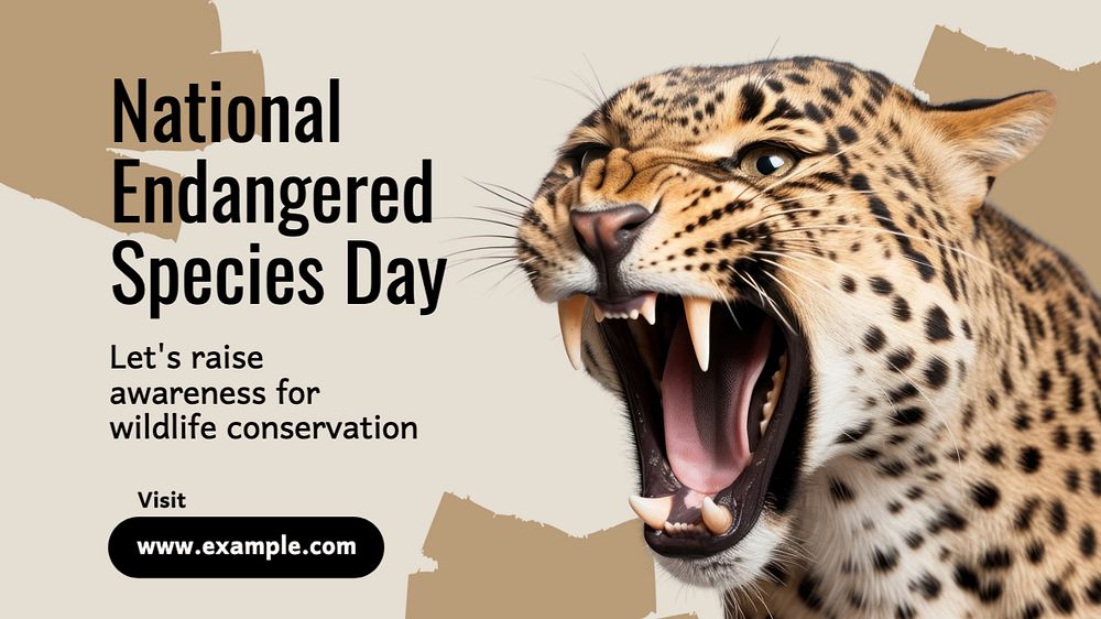 Endangered species day blog banner template, editable text