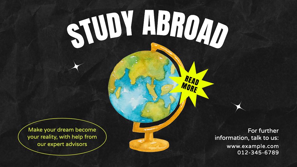 Study abroad Facebook cover template, editable design