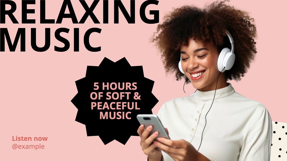 Relaxing music blog banner template, editable text