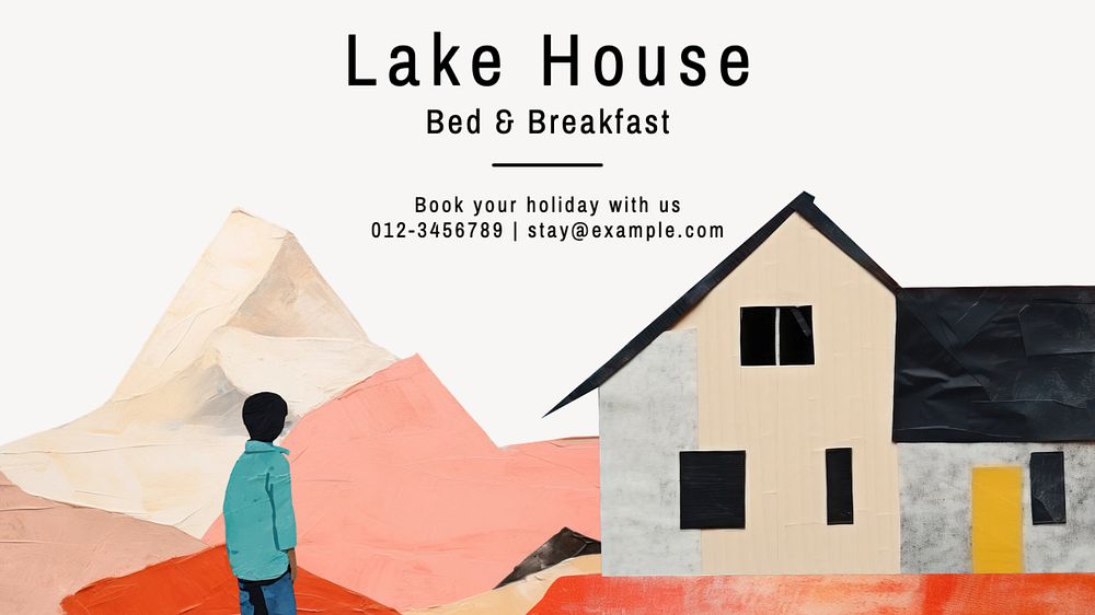 Lake house  blog banner template, editable text