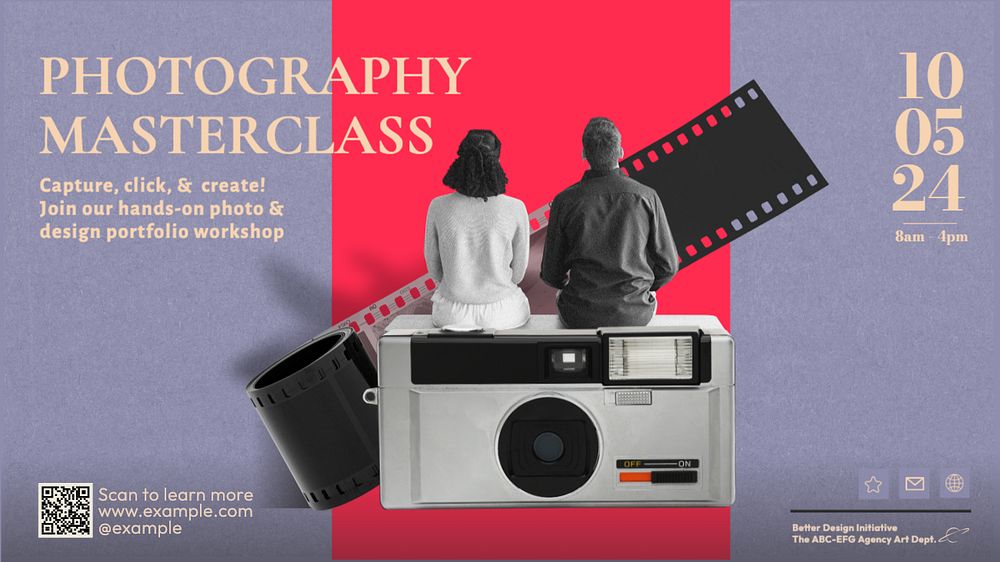 Photography masterclass Facebook cover template, editable design