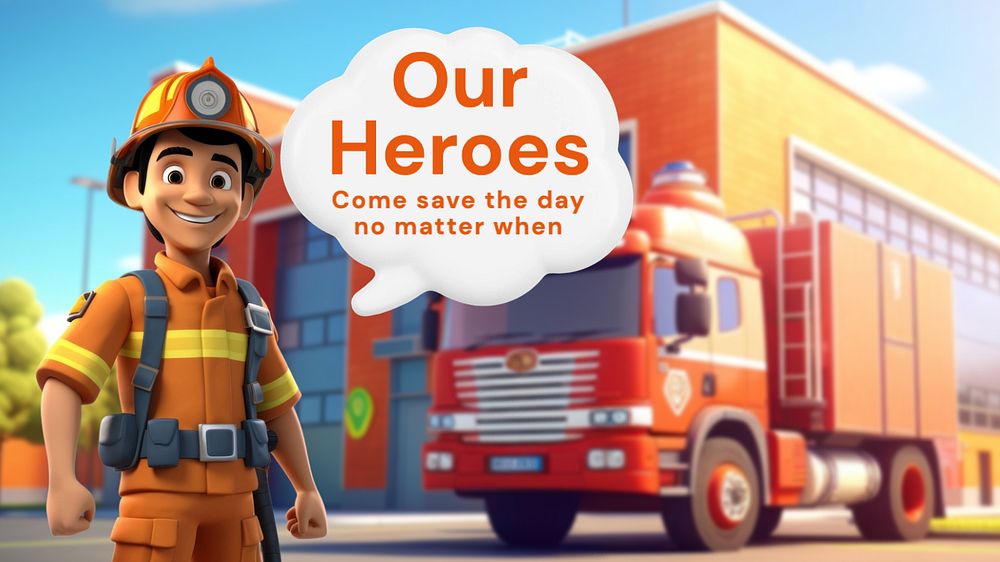 Firefighter service  blog banner template, editable text