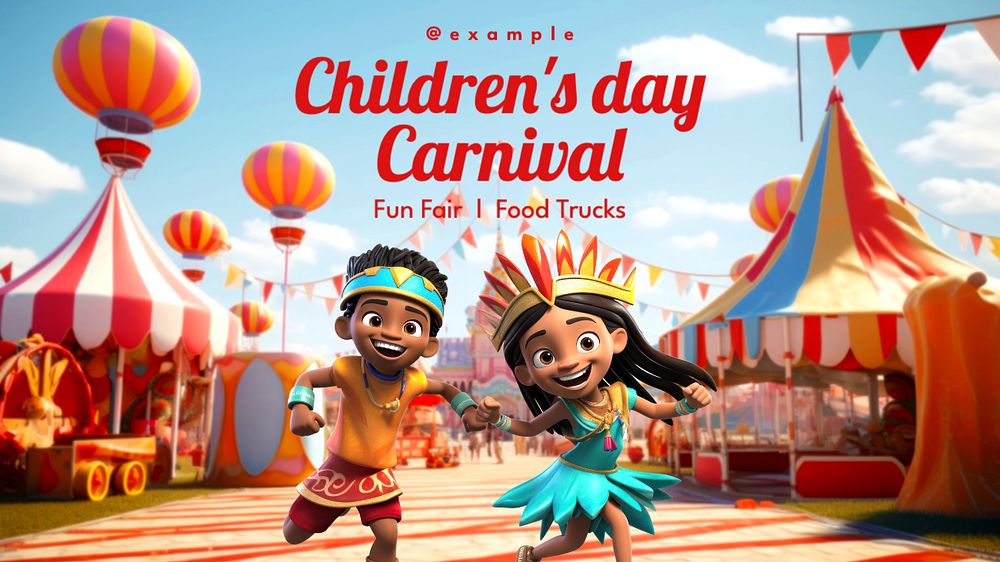 Children's day carnival  blog banner template, editable text