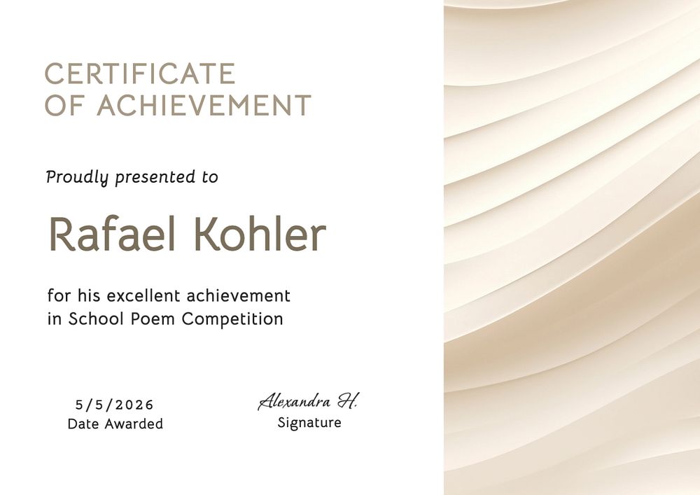 Certificate of achievement template, editable design