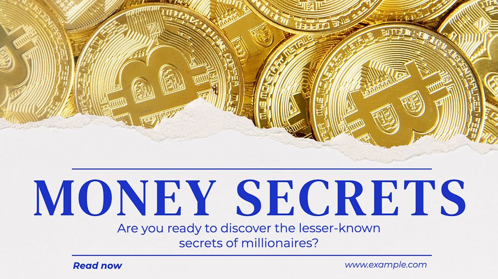 Money secrets Facebook cover template, editable design