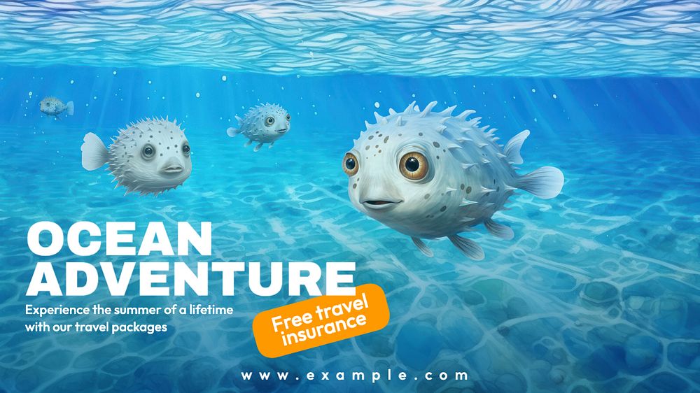 Ocean adventure blog banner template, editable text