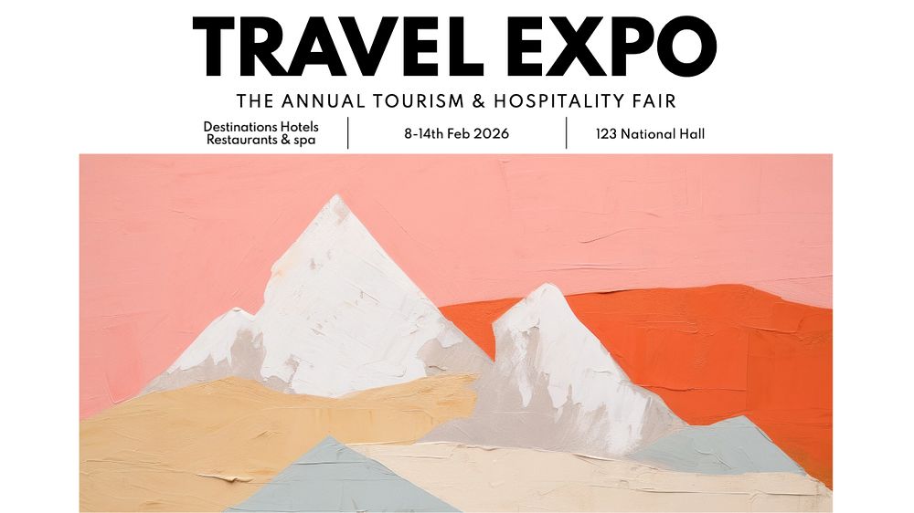 Travel expo  blog banner template, editable text