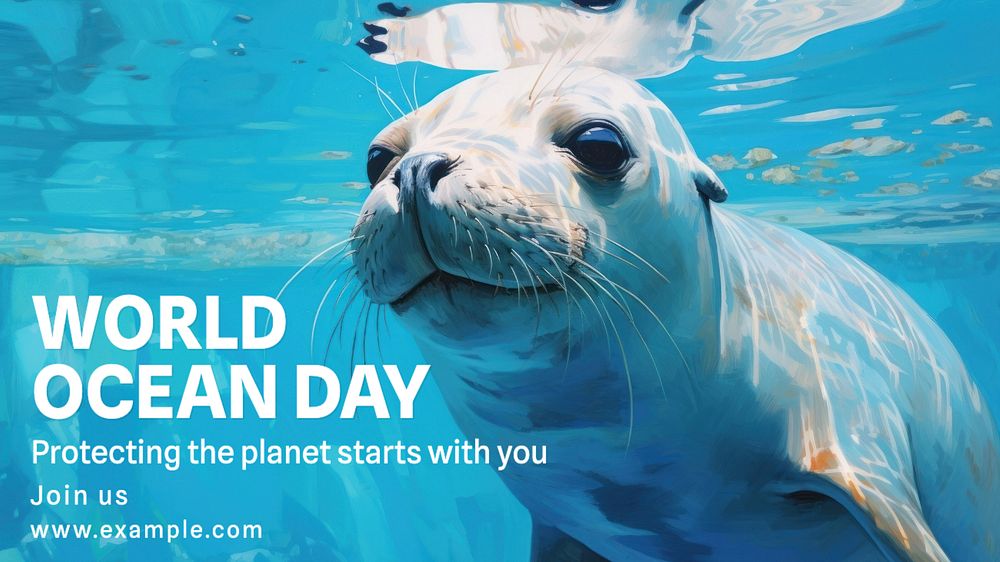 World ocean day  blog banner template, editable text