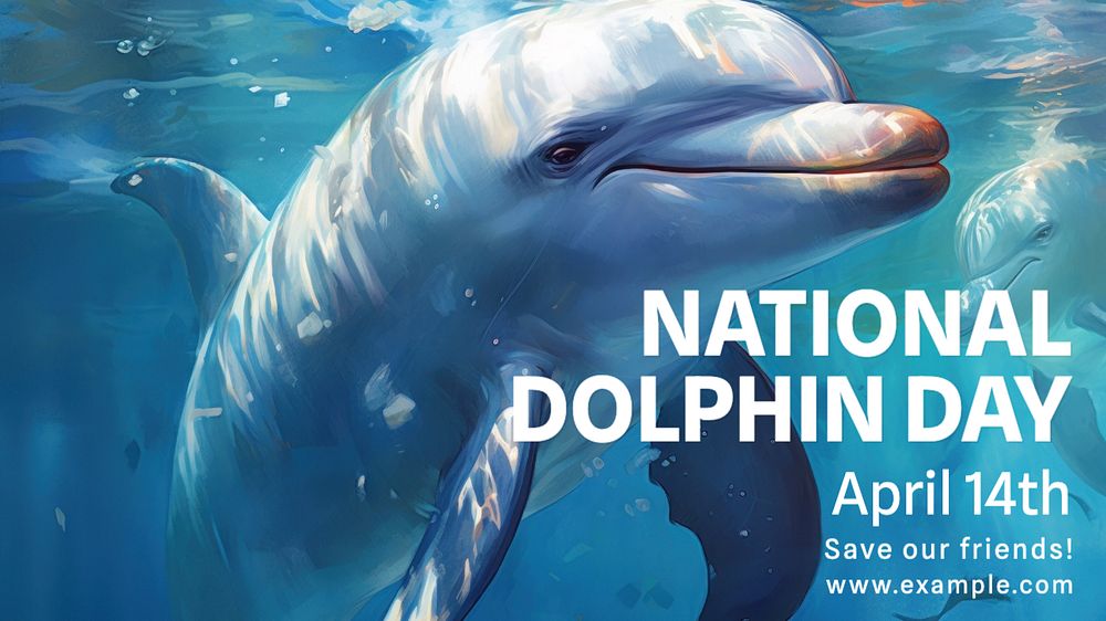 National dolphin day  blog banner template, editable text