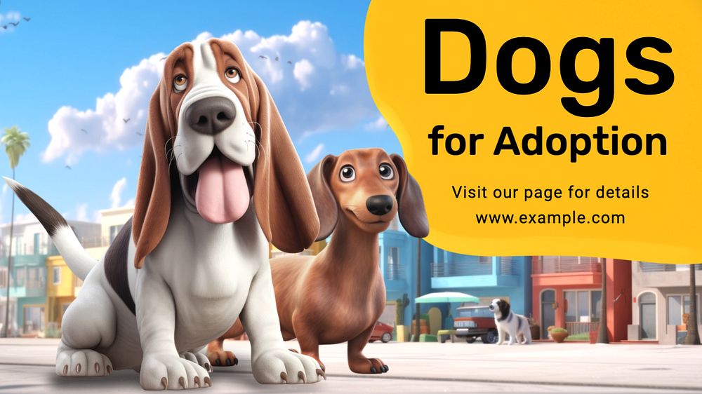 Dog adoption  blog banner template, editable text