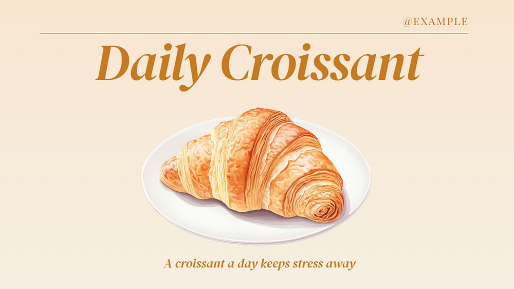 Croissant bakery shop Facebook cover template, editable design