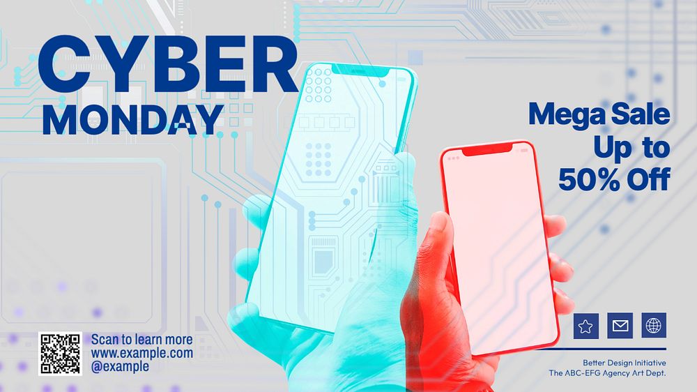 Cyber monday Facebook cover template, editable design