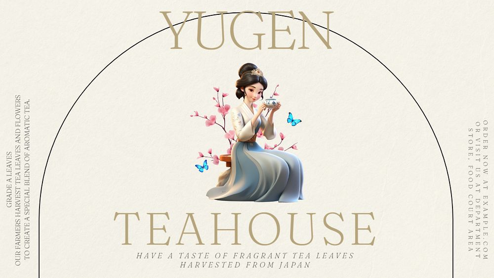 Teahouse cafe ad Facebook cover template, editable design