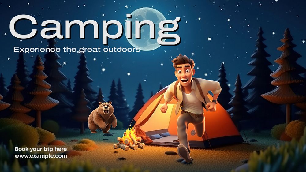 Camping Facebook cover template, editable design