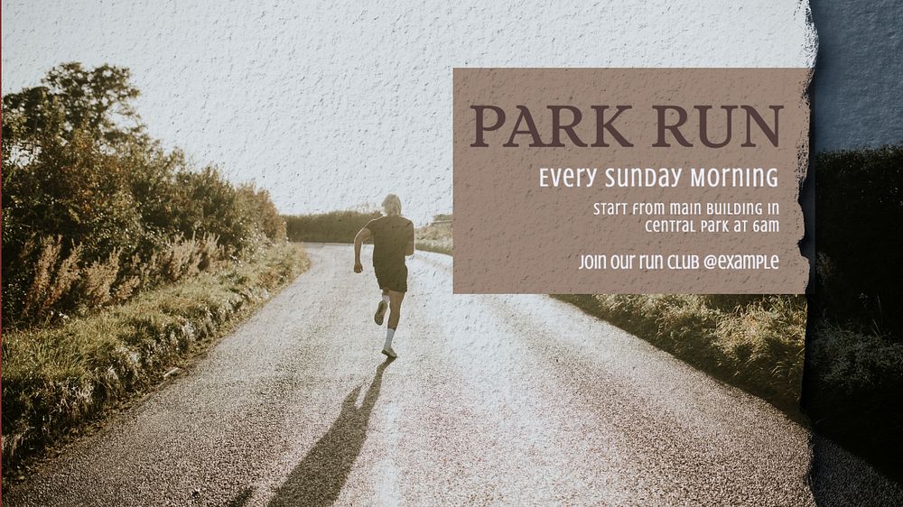 Park run  blog banner template, editable text