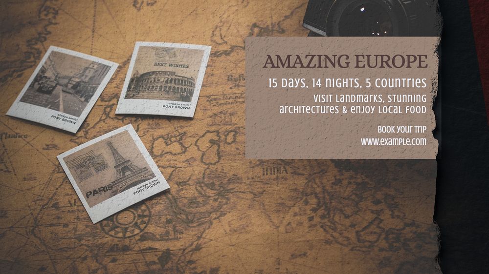 Europe trip  blog banner template, editable text