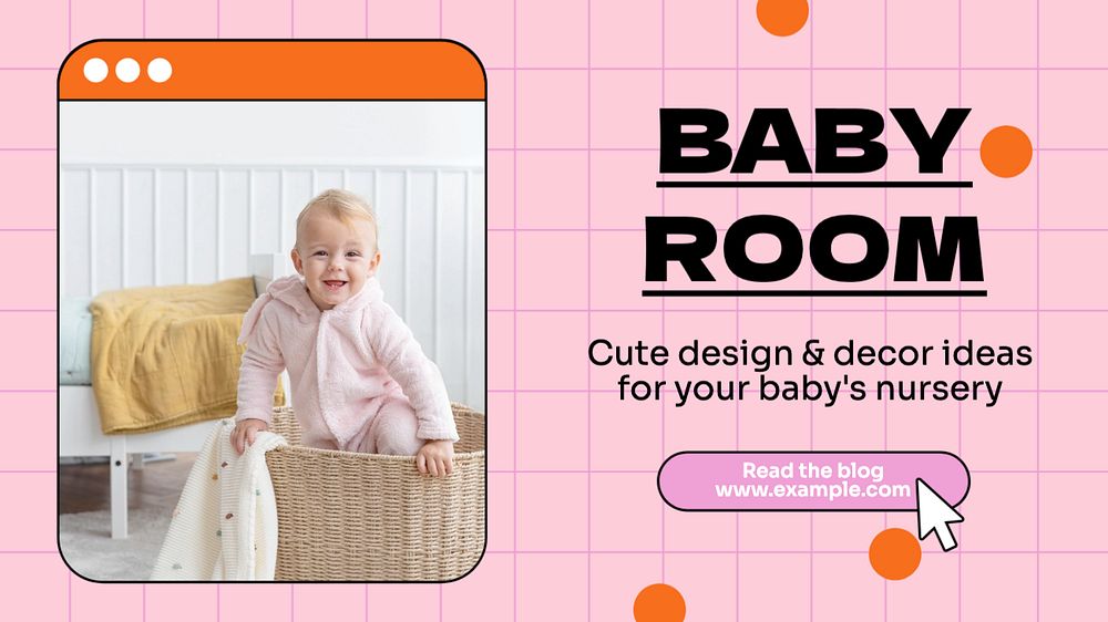 Baby room  blog banner template, editable text